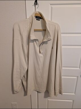 Ralph Lauren Cream Quarter-Zip Pullover Sweater